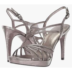 Adrianna Papell Adri in Gunmetal Metallic Platform Heels 9.5 M New
